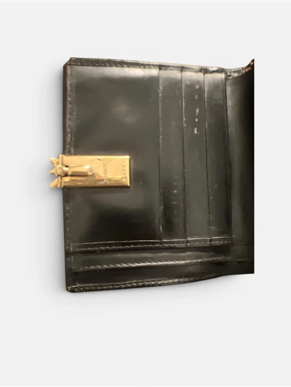 Gucci Black Leather Wallet with Gold Horsebit Accent - Picture 3 of 9